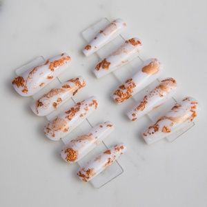 Custom Neutral Gold Leaf Press On Nails